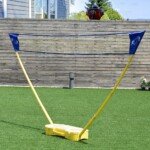 Reguliuojamo aukščio badmintono tinklo komplektas su raketėmis ir kamuoliuku (Geltona)