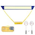 Reguliuojamo aukščio badmintono tinklo komplektas su raketėmis ir kamuoliuku (Geltona)