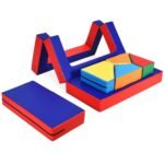 Modulinė vaikų sėdimoji grupė 4in1: Sofa lova stalas ir dėlionė (Spalvota)