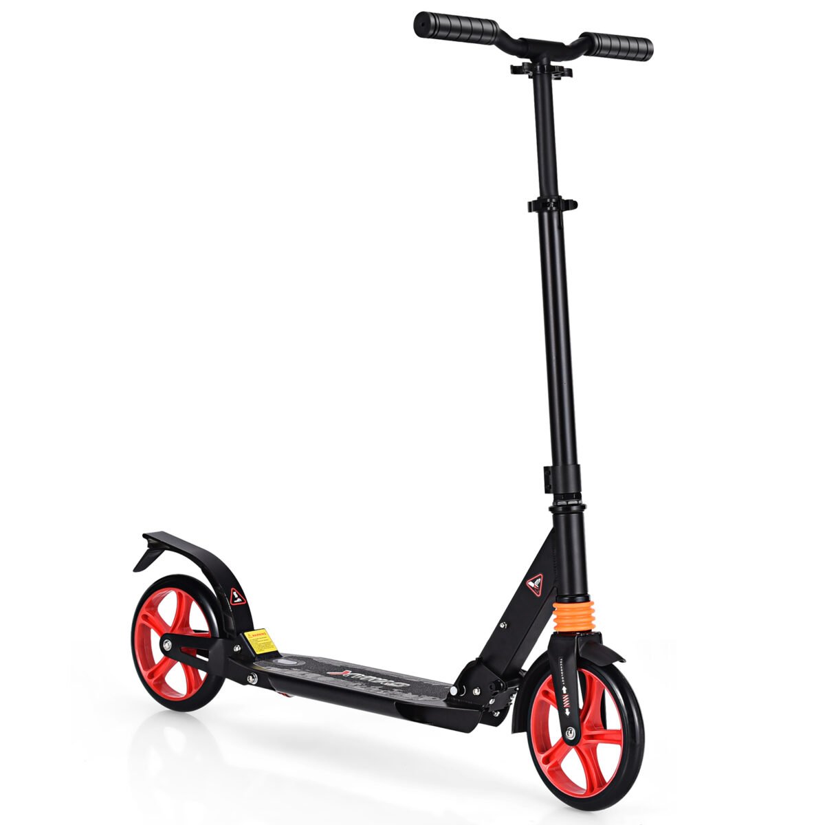 Sulankstomas paspirtukas su 20 cm PU ratukais ir reguliuojamu vairu (Raudona ir juoda)