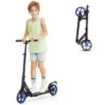 Sulankstomas paspirtukas su 20 cm PU ratukais ir reguliuojamu vairaračiu (Juoda)