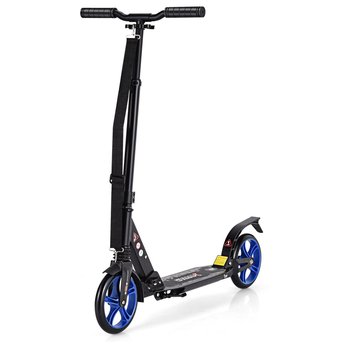 Sulankstomas paspirtukas su 20 cm PU ratukais ir reguliuojamu vairaračiu (Juoda)