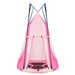 Erdvi lizdinė sūpuoklė su palapine 100 cm skersmens iki 150 kg (Rožinė)