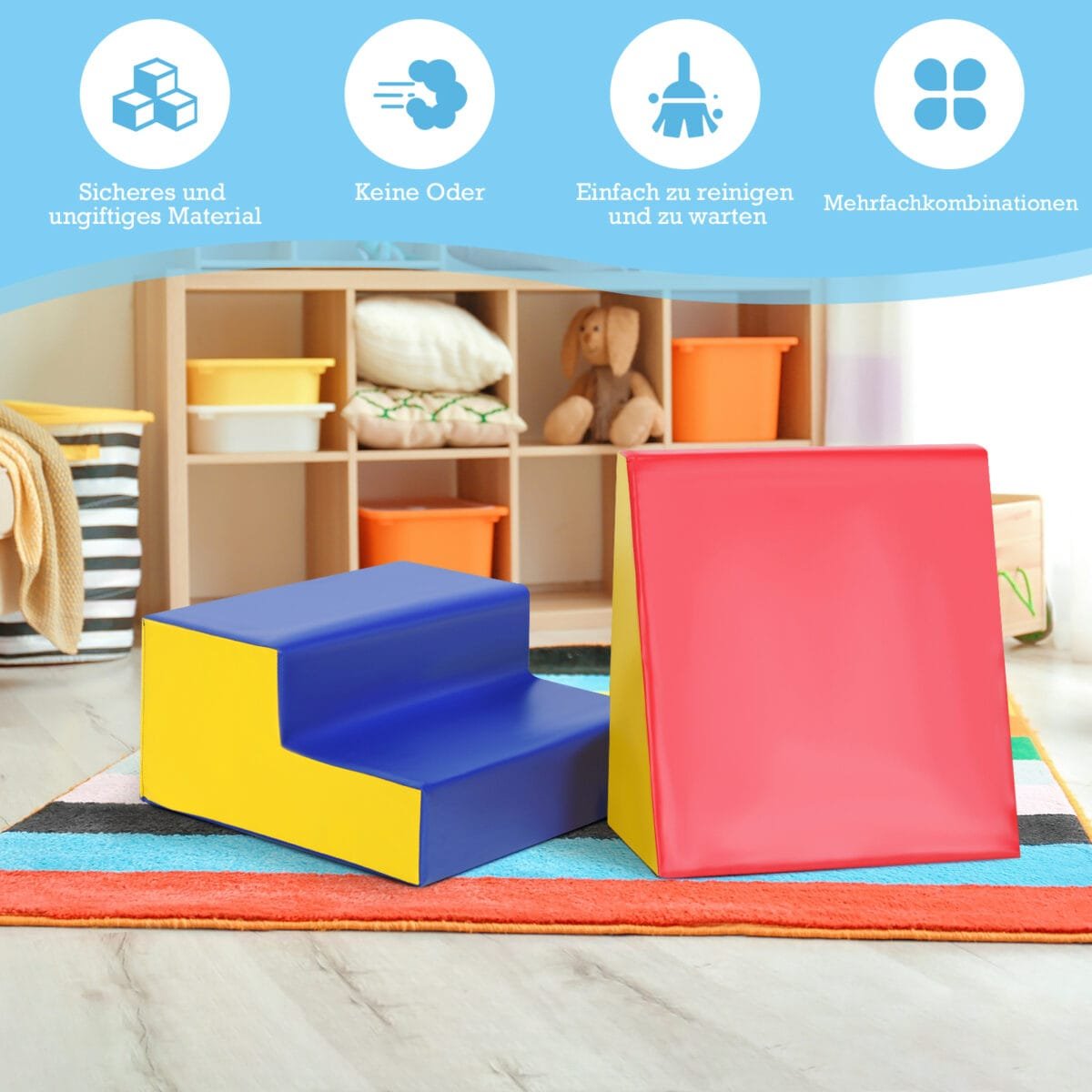 Minkštų putplasčio didelių kaladėlių rinkinys (Spalvota)