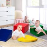 4 dalių minkštų putplasčio kaladėlių rinkinys vaikams (Spalvota)