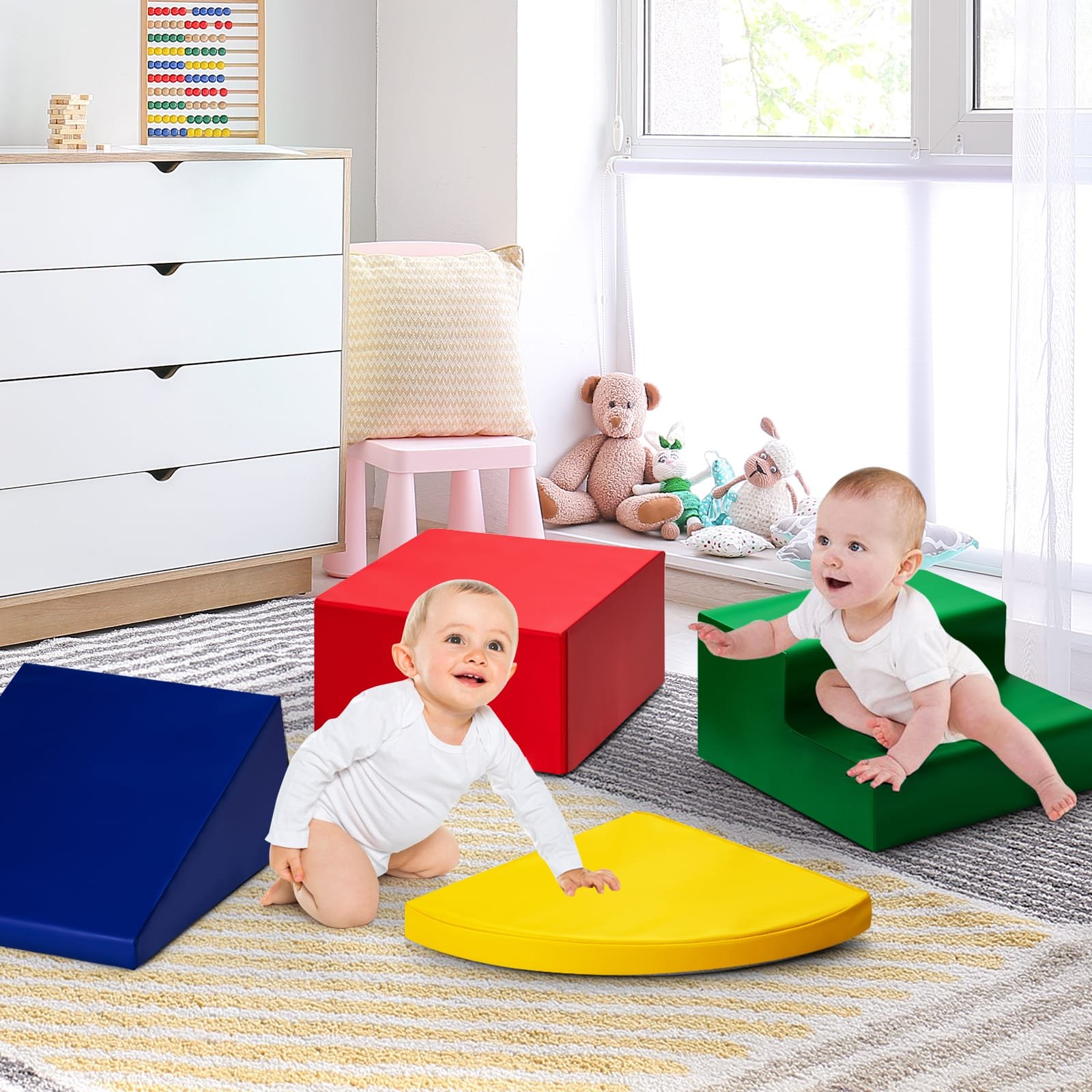 sp37331re-1_3_ 4 dalių minkštų putplasčio kaladėlių rinkinys vaikams (Spalvota)