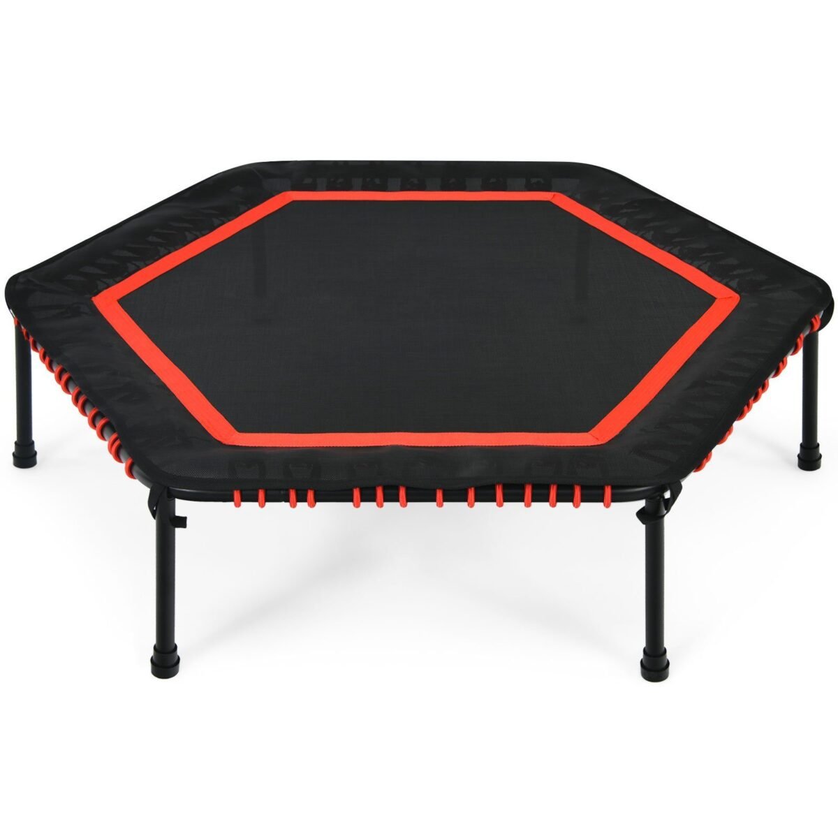 Šešiakampis treniruočių batutas 126 cm (Raudona ir juoda)