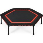 Šešiakampis treniruočių batutas 126 cm (Raudona ir juoda)