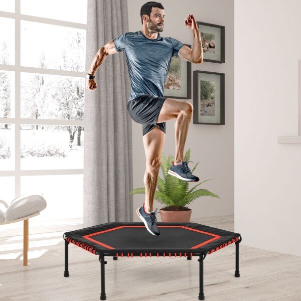 Šešiakampis treniruočių batutas 126 cm (Raudona ir juoda)