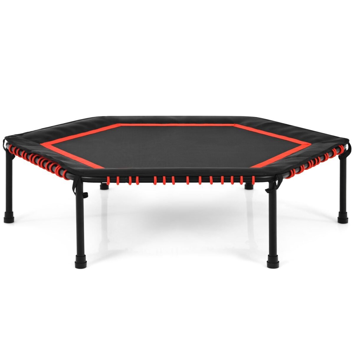 Šešiakampis treniruočių batutas 126 cm (Raudona ir juoda)