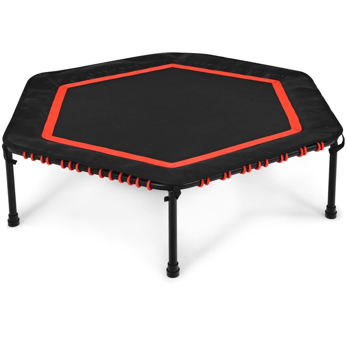 Šešiakampis treniruočių batutas 126 cm (Raudona ir juoda)