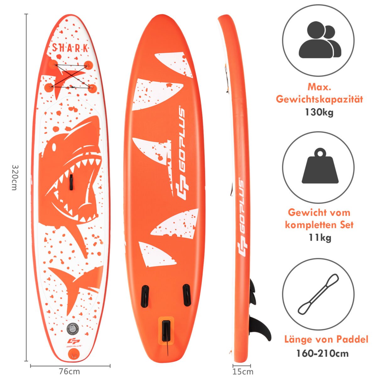 Irklentė su priedais 320x76x15 cm (Oranžinė ir balta)