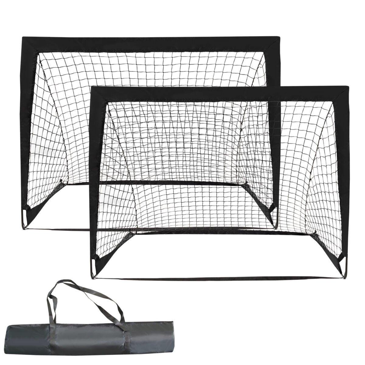Nešiojami futbolo vartai su krepšiu 120 x 92 x 92 cm (Juoda)
