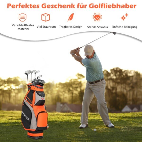 Kompaktiškas golfo krepšys su 14 skyrių ir patogiu dizainu (Raudona ir juoda)