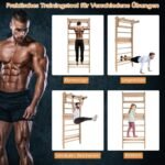 Medicininės ir gimnastikos kopėčios iš masyvmedžio su 10 laiptelių (Natūrali)