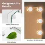 Apšviestas makiažo veidrodis su 14 LED lempučių ir 3 šviesos režimais (Balta)