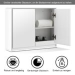 Vonios veidrodinė spintelė su lentynomis (Balta)