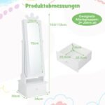 Vaikiška juvelyrikos spintelė su dideliu veidrodžiu (Balta)