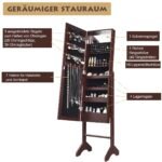 Papuošalų spintelė su veidrodžiu ir LED apšvietimu (Ruda)