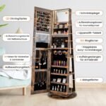 Sukamoji LED apšviesta juvelyrinių dirbinių spintelė (Ruda)