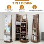 Sukamoji LED apšviesta juvelyrinių dirbinių spintelė (Ruda)