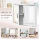 Pakabinama vonios spintelė su veidrodinėmis durimis ir lentynomis (Balta)