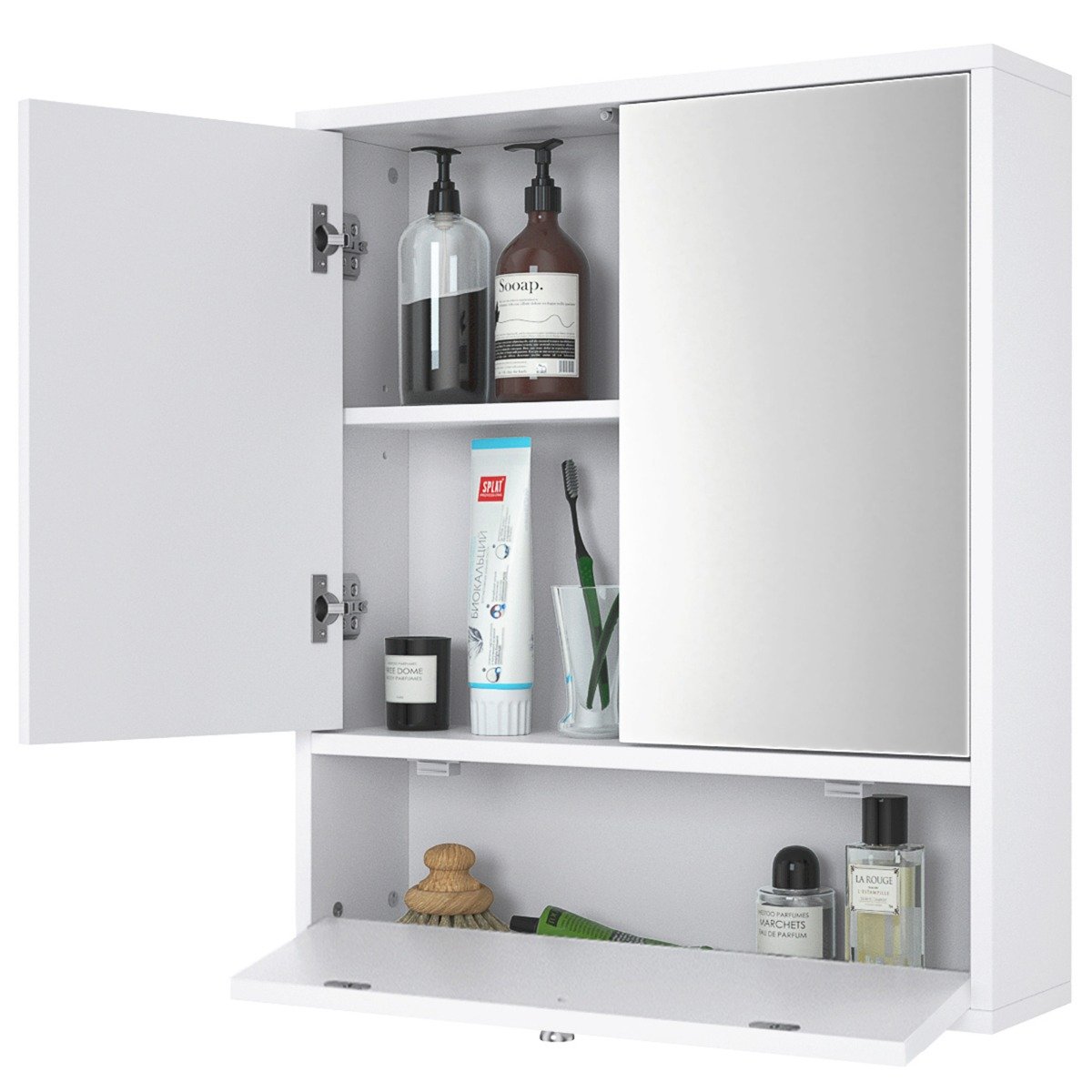 spiegelschrank-wandschrank-hw61409_2_ Sieninė vonios veidrodinė spintelė 54 x 14 x 62 cm (Balta)