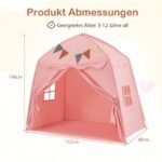 Vaikų žaidimų palapinė su girliandomis ir vėliavėlėmis (Rožinė)