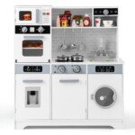 Medinė virtuvėlė su kriaukle ir maišytuvu vaikams (Balta)