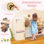Medinė vaikiška virtuvėlė su garsų imitacija ir priedais (Įvairiaspalvė)