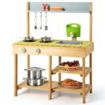 Medinė lauko žaidimų virtuvėlė su vandens funkcija (Natūrali)