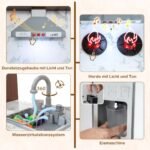 Medinė kampinė virtuvėlė su garso šviesos efektais ir vandens sistema (Ruda)