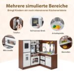 Medinė kampinė virtuvėlė su garso šviesos efektais ir vandens sistema (Ruda)