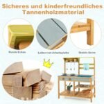 Vaikiška medinė virtuvėlė su lentynomis ir maišytuvu (Natūrali)