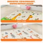 Dvipusė sulankstoma vaikiška žaidimų ir ropojimo maniežo kilimėlis (200x180 cm) (Daugiaspalvė)