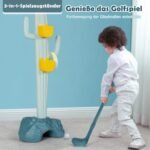 Daugiafunkcis žaidimų stovas vaikams su golfo žiedų mėtymo ir maišelių metimo funkcijomis (Spalvotas)