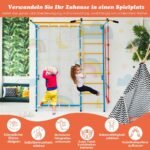 Vaikų sporto kompleksas su virve ir sienele (Mėlyna ir geltona)