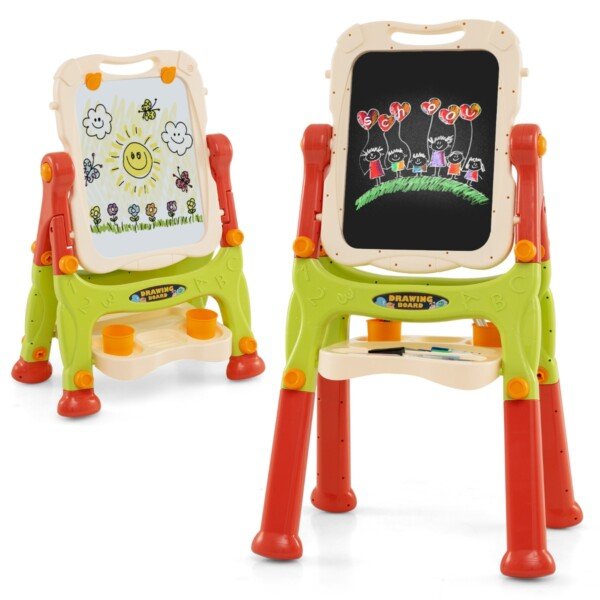 Dvipusė vaikiška dailės lenta (balta ir kreidinė pusės) (Oranžinė)