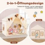 Vaikiška žaidimų palapinė su dviem įėjimais ir žvaigždžių girlianda (Smėlio)