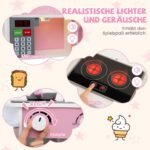 Medinė kampinė virtuvėlė su garso ir šviesos efektais (Rožinė)