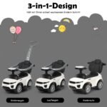 Vaikiškas automobilis stumdukas su rankena ir apsauginiu lanku (Balta)