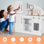 Medinė vaikiška virtuvėlė su priedais (Balta)