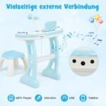 Elektroniniai klavišiniai vaikams su mikrofonu ir stovu (Mėlyna)