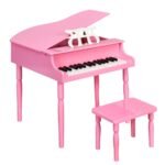 Vaikiškas 30 klavišų pianinas su natų laikikliu ir suoliuku (Rožinė)