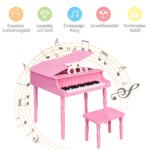 Vaikiškas 30 klavišų pianinas su natų laikikliu ir suoliuku (Rožinė)