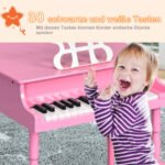 Vaikiškas 30 klavišų pianinas su natų laikikliu ir suoliuku (Rožinė)