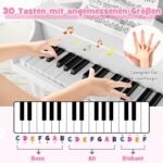 Vaikiškas 30 klavišų pianinas su natų stovu ir suoliuku (Balta)