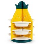 Besisukantis trijų pakopų žaislų laikymo stovas (Geltona)