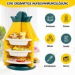 Besisukantis trijų pakopų žaislų laikymo stovas (Geltona)