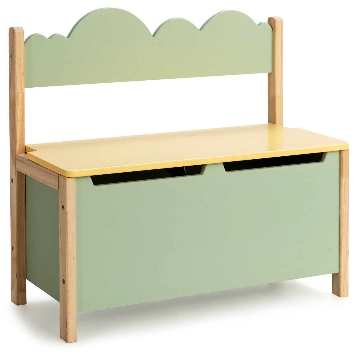 spielzeugtruhe-spielzeugkiste-tp10015gn-2 Dvipusė vaikų žaislų skrynia ir sėdynė (Žalia)